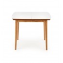 Стол обеденный HALMAR BARRET белый матовый/дуб лефкас 90-190/80